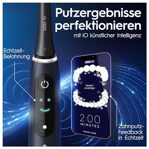 Oral-B iO Series 8 Plus Edition Elektrische Zahnbürste/Electric Toothbrush, PLUS 3 Aufsteckbürsten inkl. Whitening, Magnet-Etui, 6 Putzmodi, Designed by Braun, Geschenk Mann/Frau, Black Onyx – Bild 7
