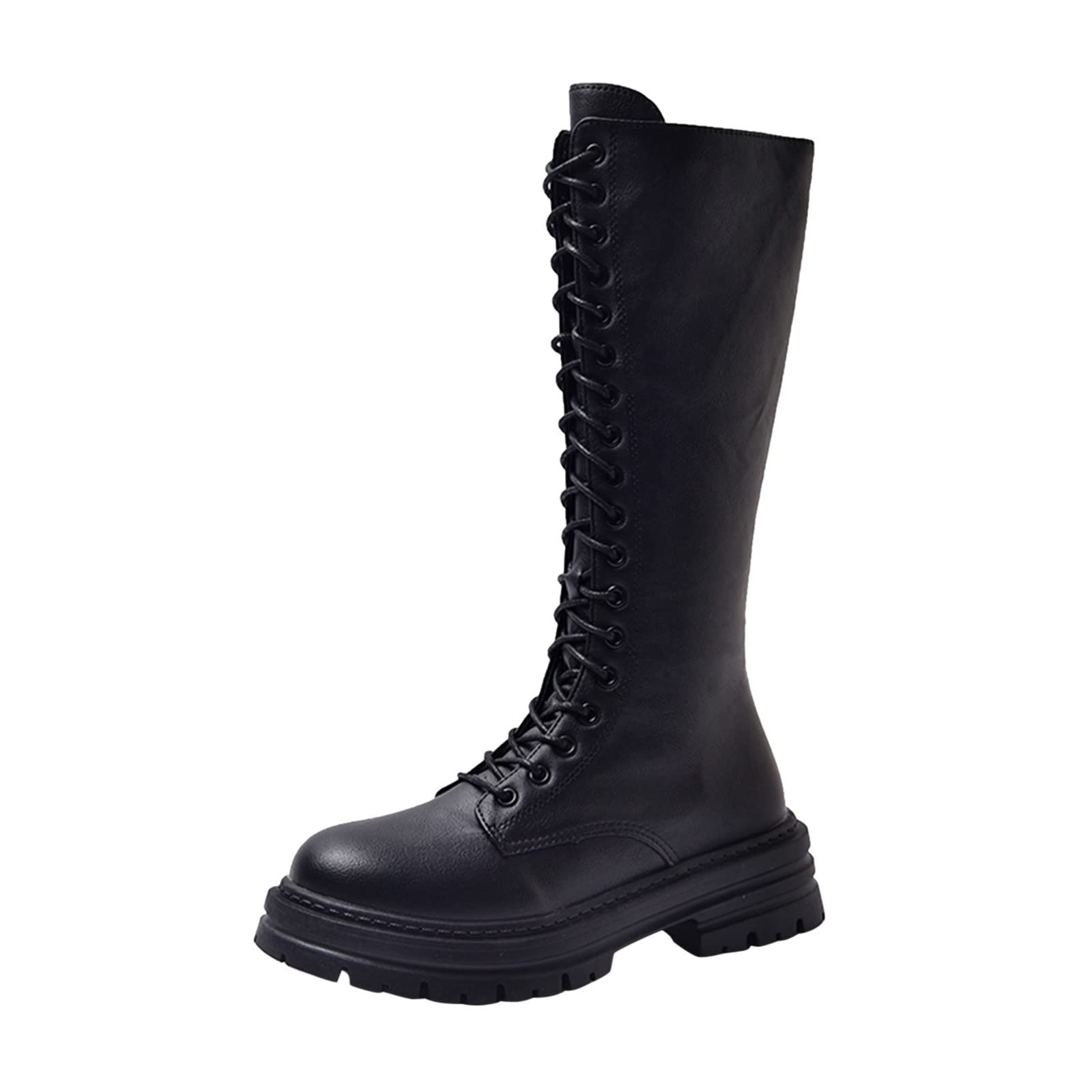Stivali da donna in pelle antiscivolo slip-on punta tonda scarpe con tacco basso western
