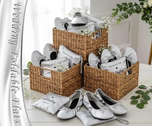Image of Cuffbow Wedding Foldable Flats Dancing Shoes Bulk Women's Roll up Ballet Flats Wedding Party Slippers for Bridesmaids Guests