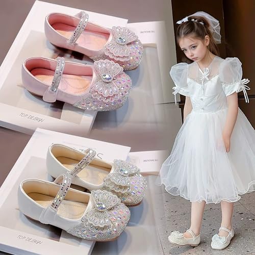 Toddler Girls Sparkle Princess Dress Shoes Little Kids Rhinestone Mary Janes Ballet Flats for Party Wedding School3