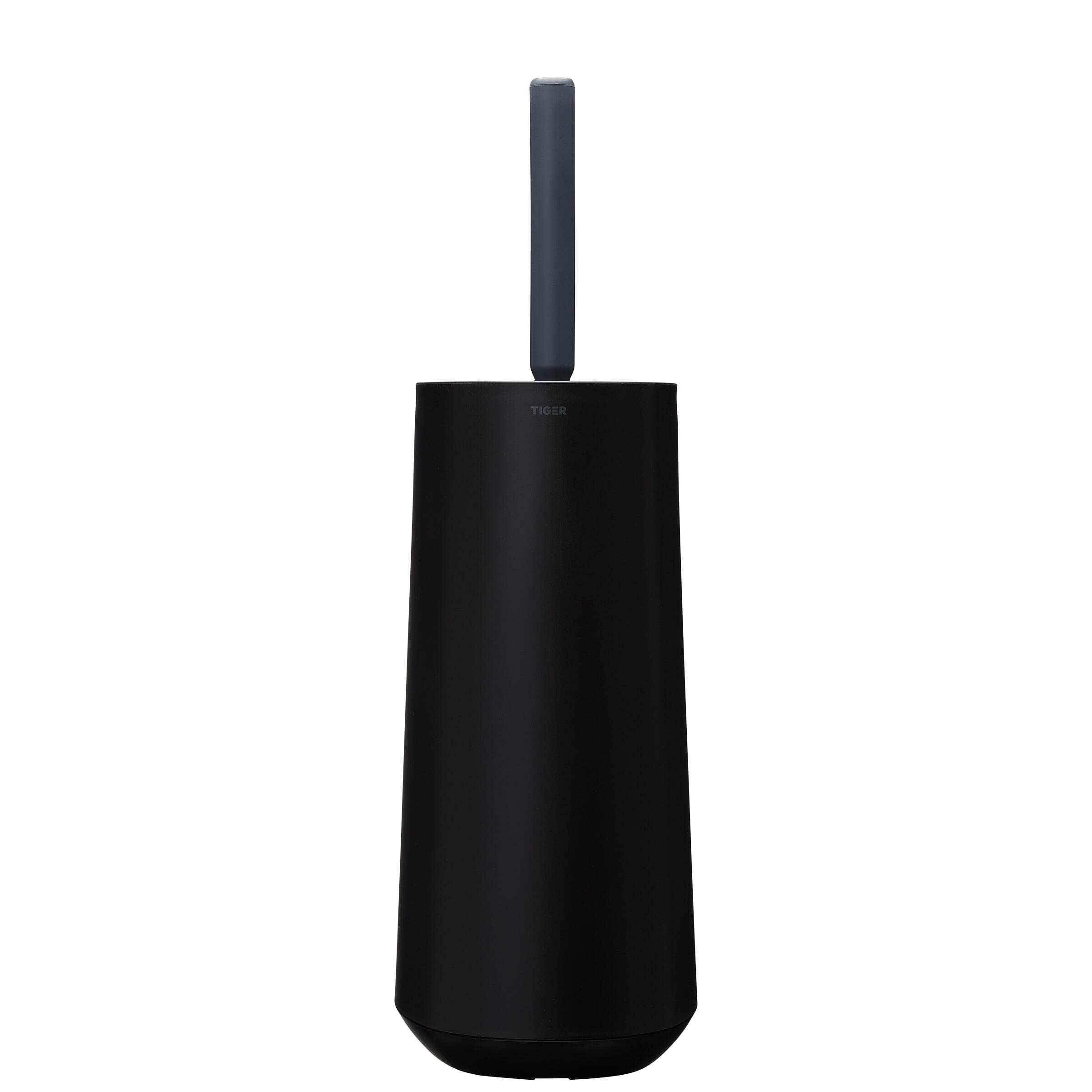 Tiger Tess Toilettenbürstenhalter freistehend, mit Aufbewahrungsfach für Reiniger und Flexibler Swoop WC-Bürste, Farbe: Schwarz/Anthrazit, 145x454x187 mm