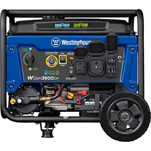 Westinghouse 4650 Peak Watt Dual Fuel Portable Generator, Remote Electric Start With Auto Choke, Rv Ready 30A Outlet, Gas & Propane Powered, Carb Compliant #TOP7