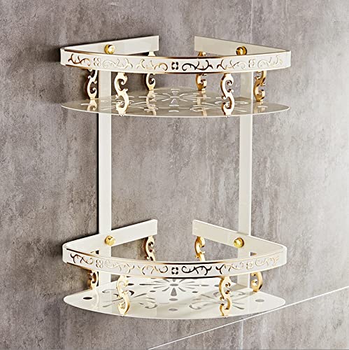 Estantes De Baño para Ducha De Esquina, Estantes De Baño Sin Clavos, Estante De Esquina De Ducha De Metal Antiguo De 2 Capas, Estante De Almacenamiento De Champú para Montaje En Pared (Abs)