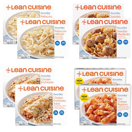 Lean Cuisine Variety Pack - 2 Favorites Fettuccini Alfredo - 2 Lean Cuisine Favorites Chicken Enchilada Suiza - 2 Swedish Meatballs - 2 Five Cheese Rigatoni - 2 Boxes of Each Flavor (8 - Pack)