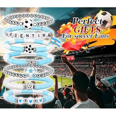 Soccer Bracelet For Women, Game Day Mom Accessories & Outfits Sports Jewelry Fans Gifts, Charm Beaded Stretch Bracelets Essentials Team Gear