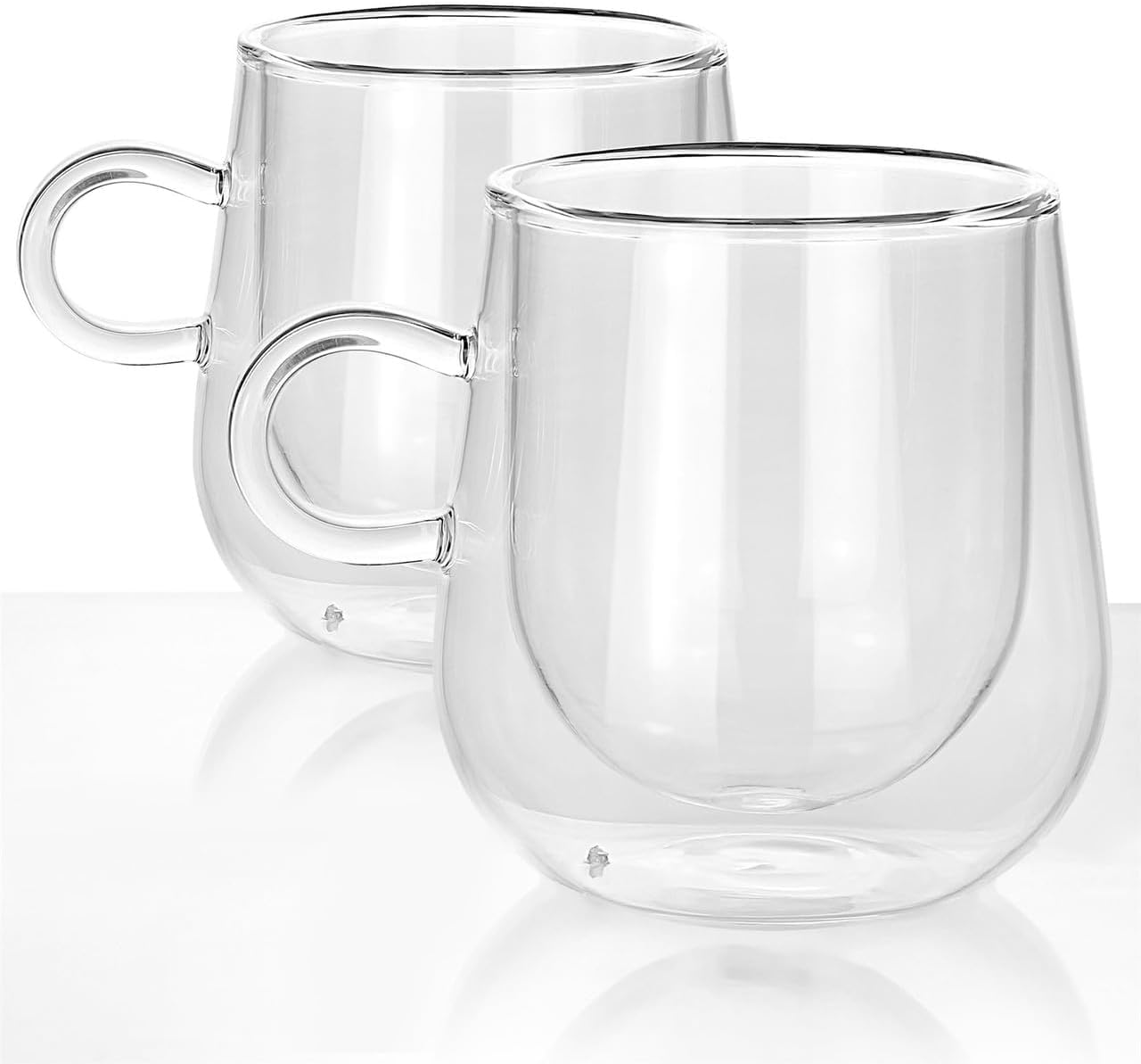 BERA HOME Double Walled Glass Set of 2 With Handle, Coffee Mugs, Thermo Glass for Hot Drinks Latte, Cappuccino and Tea (275 ml)