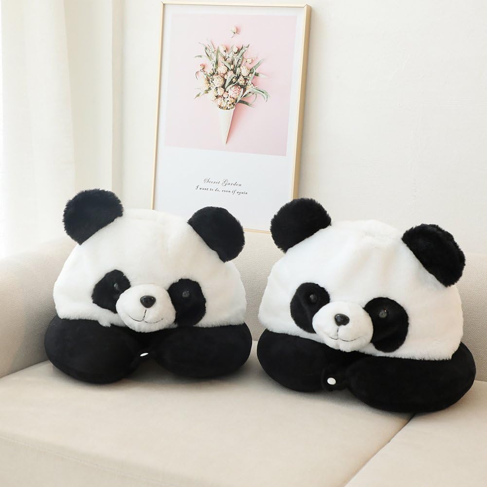 Poduszka pod kark, panda w kształcie litery U, poduszka podróżna, poduszka do biura, poduszka podróżna, przenośna poduszka w kształcie litery U, poduszka pod kark, kaptur