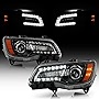 ACANII - For [Halogen Model] 2011-2014 Chrysler 300 Black OE Style LED DRL Projector Headlights Headlamps Pair Left+Right