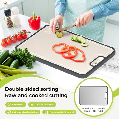 Image of [2026 New Upgraded] Titanium Cutting Board for Kitchen, Cutting Board Double Sided Food Grade, Pure Titanium and PP, Easy to Clean Large Size 15.1 inchx10.2 inch