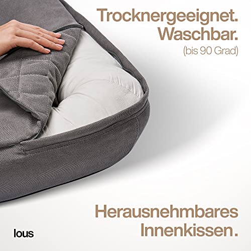 Lous Sofaschutz Hund – Hundedecke Sofa Hundebett Couch – Handgefertigte Hundematte mit Rand – Waschbar bis 90 Grad und besonders kuschlig – Größe: XL ca. 117x97x15cm (Braun)