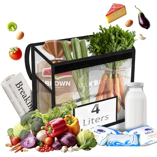 Image of Storite Milk Bag for Door Hanging - Insulated and Waterproof Storage for Milk Sachets, Bottles, Outdoor Gate Delivery Basket Box with Pocket for Notes and News Paper (Transparent, Small (23x11x23cm))