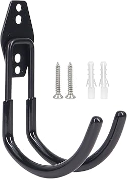 Heavy Duty Steel J-Hook Wall Mount for EV Charger Cable, 80KG Capacity, Black, 14.6cm Height, Cable Organizer with Rubber Protection