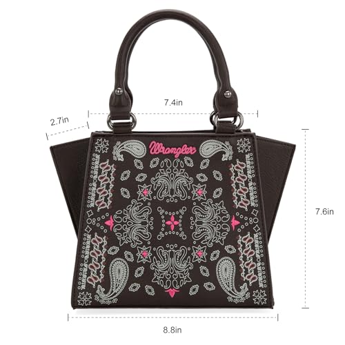 Image of Wrangler Small Tote Purse Cute Women's Handbags Western Paisley Print Satchel Bags
