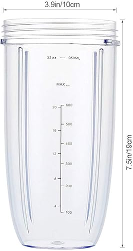 Miniatura 4 de Vasos de repuesto para licuadora Nutribullet de 32 onzas con 2 tapas abatibles para llevar y 2 juntas de goma, compatibles con licuadoras Nutri
