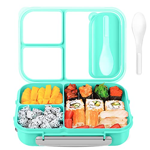 Bento Box Adult Lunch Box,Lunch Box Kids,Lunch Containers for Adults/Kids/Toddler,1800ML-3 Compartment Bento Lunch Box,Microwave & Dishwasher & Freezer Safe, BPA Free (Green)