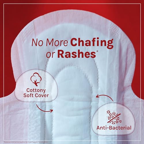 Image of RIO Heavy Flow XXL Sanitary Pads 40 Pieces (Pack of 4) with 350mm coverage, Side Leak guards, Wings for Heavy Flow, 2X High Absorption with Leak Proof Side Walls, Anti-Bacterial, Double Wings.