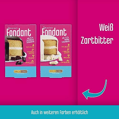 DECOCINO Fondant Schoko mit 25% Vollmilch-Schokolade ohne Palmöl, reißfest & stabil auf Sahne –ideale Backdeko zum Dekorieren von Kuchen & Torten
