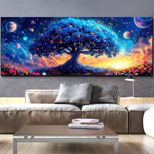 Kit diamond painting arbre bleu géant pour sublimer votre décoration murale salon
