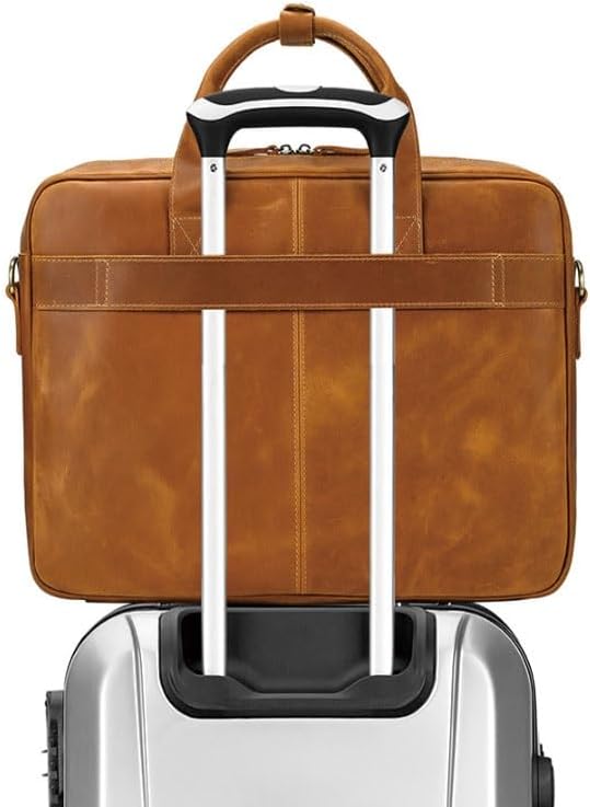 Men's Leather Briefcase Retro Business Commuter Bag Laptop Handbag