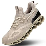 Mens Athletic Running Shoes Blade Tennis Casual Fashion Sneakers Comfort Non Slip Walking Sport Trainers Trail Runners Khaki 8.5