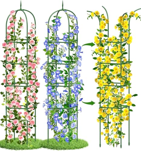 Garden Obelisk Trellis for Climbing Plants, 6FT Garden Obelisk Rustproof