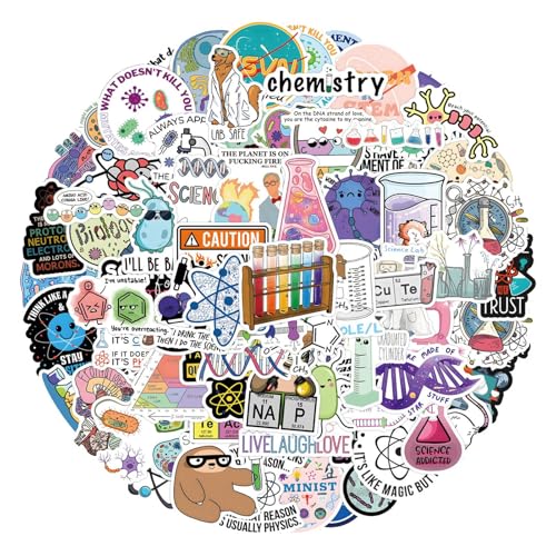 Science Stickers, Biology Stickers, Waterproof Small Educational Decals, PVC Material for Laptops, Water Bottles, Journaling, Scrapbooking, School, 110 Pieces,...