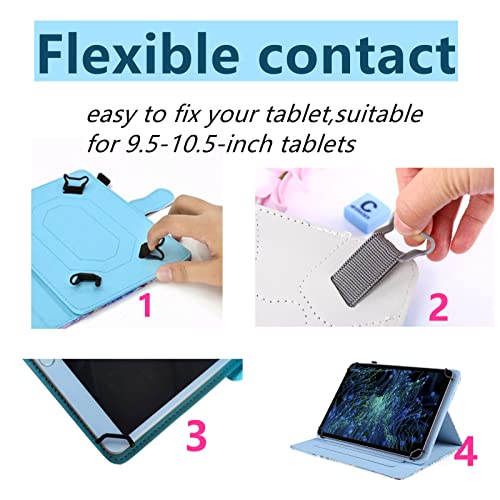 Phevos 9.5''-10.5'' Tablet Pc Case Cover, Premium Pu Leather, Multi-Angle Viewing With 3 Credit Card Slots, Compatible With All Universal 9.5-10.5 Inch Tablets Pc（Purple Butterfly） #TOP2