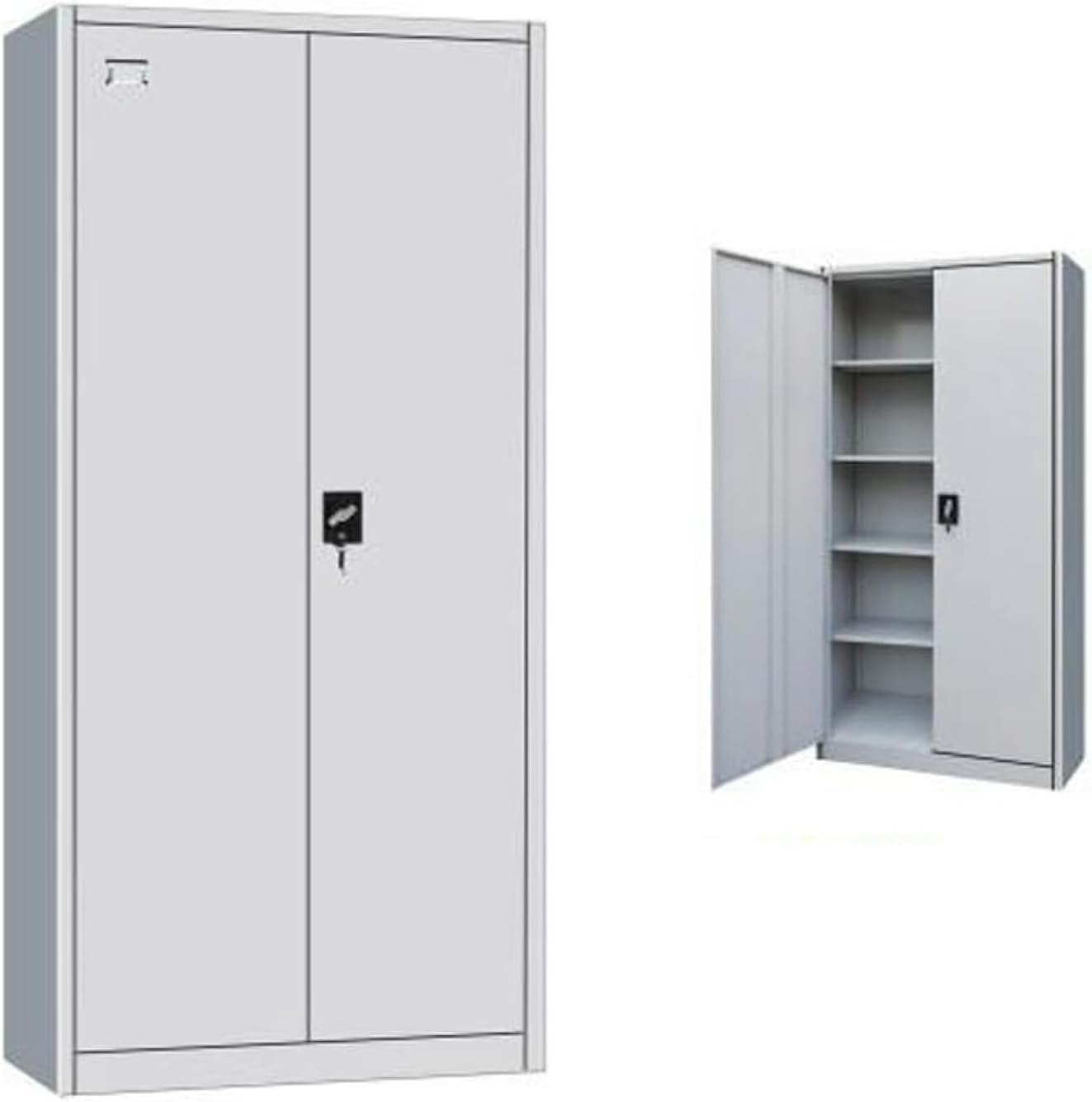 MAF Steel 2 Door Metal Filing Cabinet MAF-FC510 With Key Lock & Shelves Storage Compartment For office