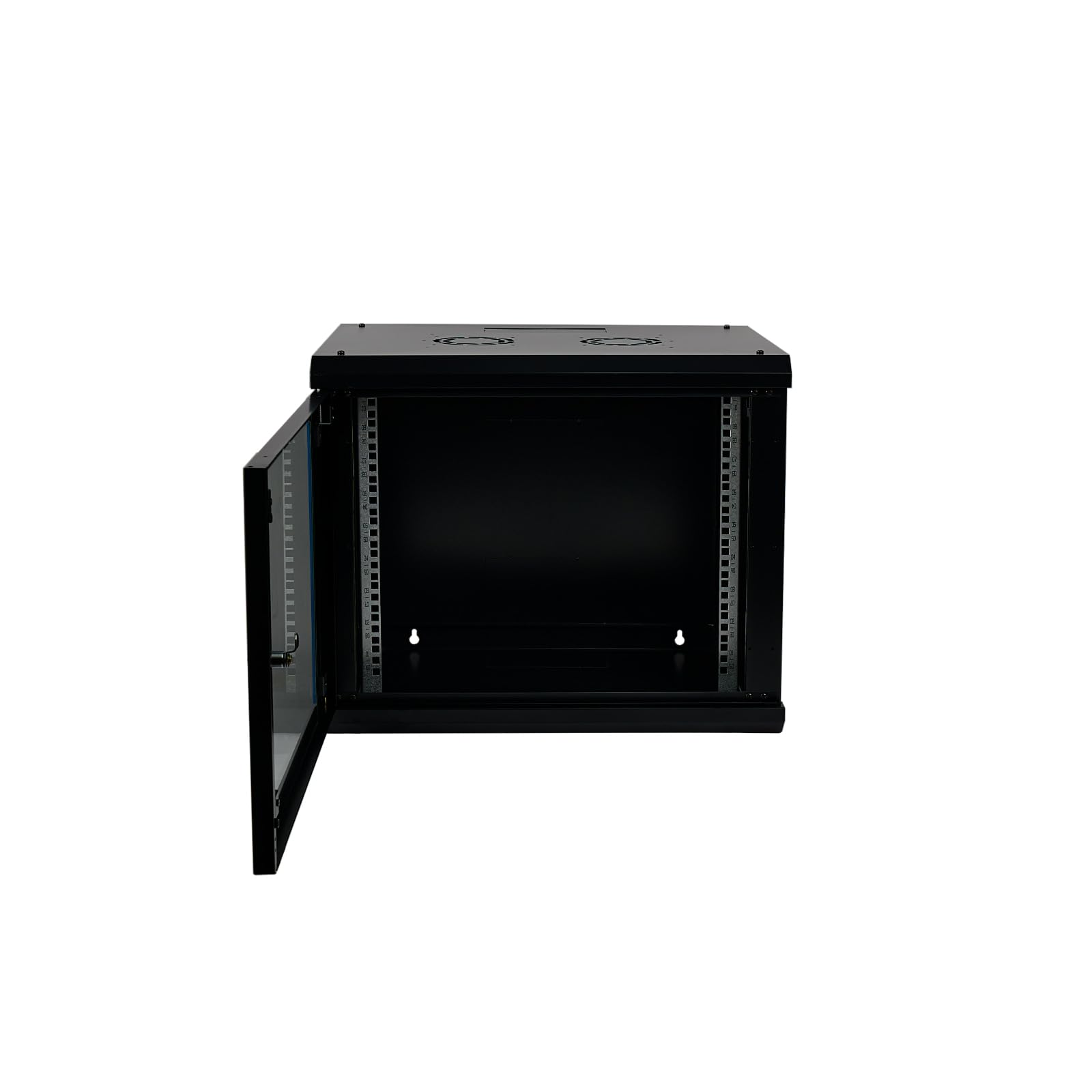 Baie Murale 9U | Baie de Brassage 19 Pouces | Montage Mural | 450mm de Profondeur | 600x450x503 mm | Préassemblée | Porte en Verre Sécurisée avec Serrure | Charge Maximale 100kg (Noir (RAL 9005), 9U)