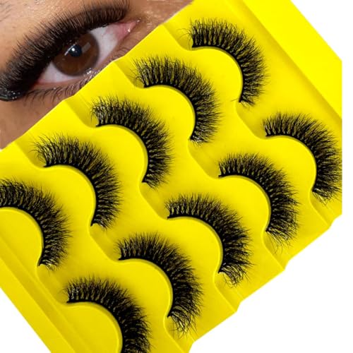 HBZGTLAD Cat eye Eyelashes 3D Natural False Lashes D Curl Fluffy Soft Cross 5 pairs Manga Lashes Wispy Natural Eyelash Extension Makeup (M538) -  W5-LWOJ-A46B