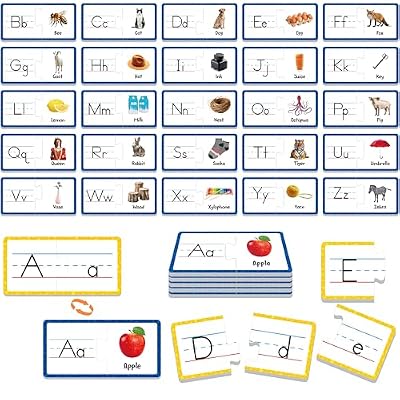 Alphabet Puzzle Cards, 26 PCS Double-Sided Puzzle Cards Alphabet Uppercase & Lowercase Matching Game Self Correcting Puzzles Learn Letter & Case Recognition ABC Learning for Kindergarten Preschool