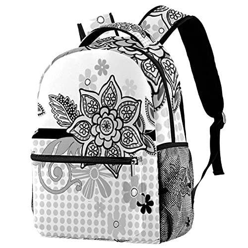 Sac à dos à motif floral multicolore, cartable d'école avec poches pour ado et étudiant