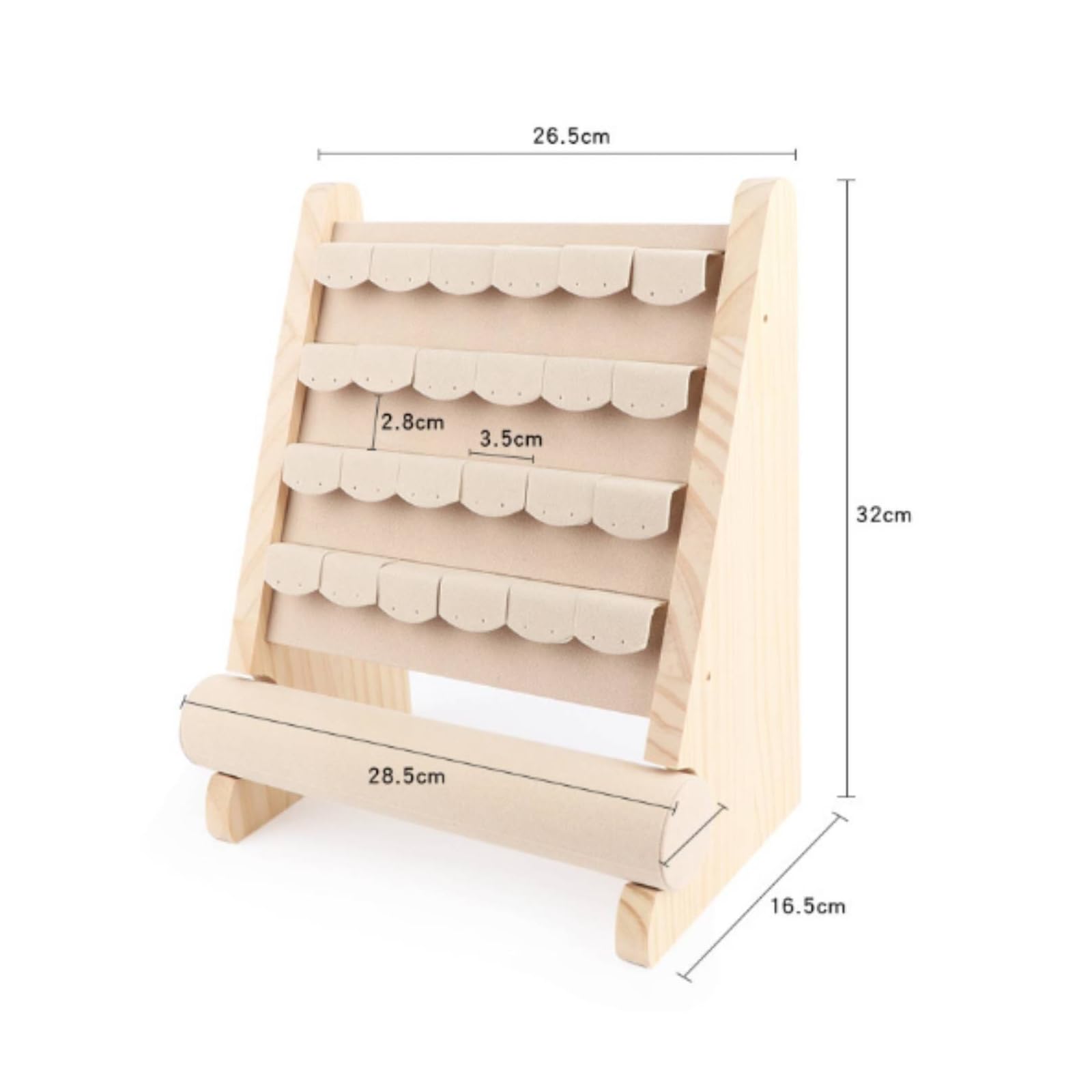 predolo Portagioie da Appoggio in Legno Massello | perfici in Microfibra, Smontabile, Stand Espositivo per Accessori, Spogliatoio