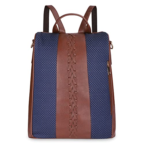 THE CLOWNFISH Faux Leather & Tapestry Women’s Backpack College School Bag Casual Travel Backpack For Ladies Girls