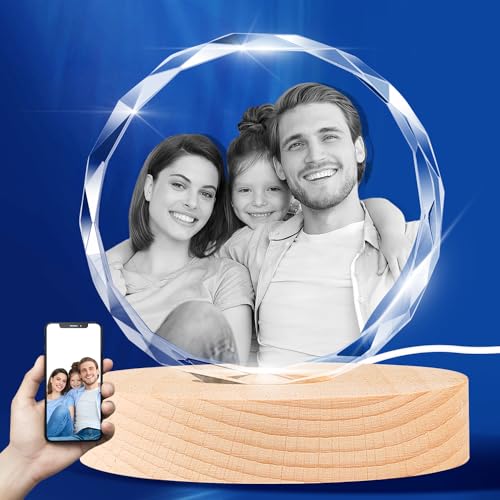 Foto De Cristal 3D Personalizada - Holográfico Foto Grabado Dentro Del Cristal Con Su Propia Imagen, De 3D Regalo Personalizado Para Cumpleaños, Boda, Memorial