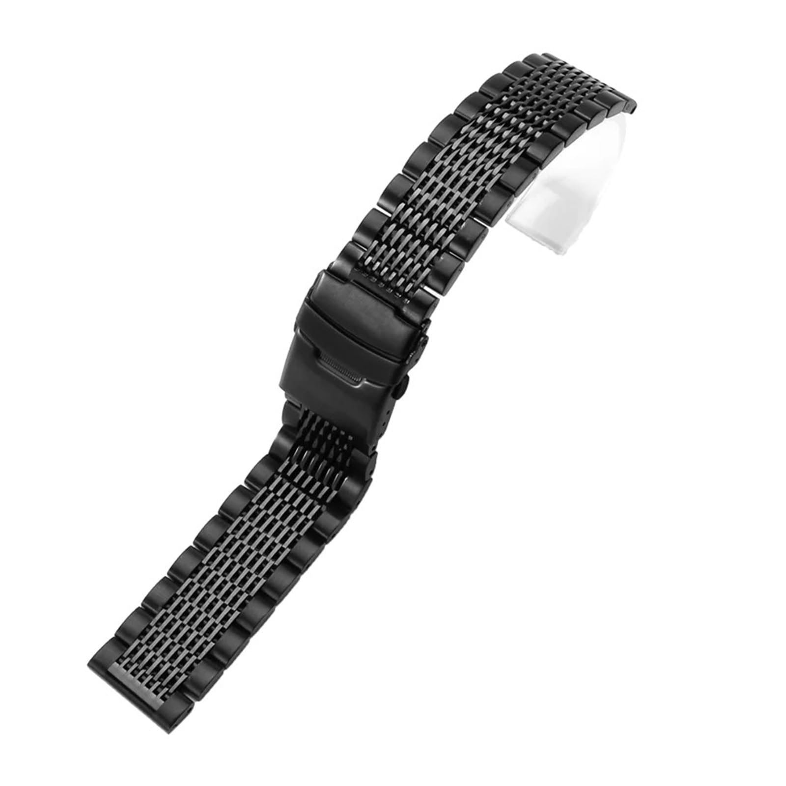 HMFang Cinturino for Orologio da Uomo in Acciaio Massiccio con Fibbia A Doppia Chiusura, 18 20 22 24 Mm(Black,24mm)