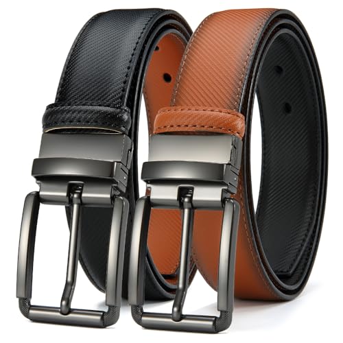 Image of DOOPAI Reversible Leather Belt for Men 1.25 inch - Dual Sided Dress and Casual Belt, Trim to Fit, 2 Styles in One Belt