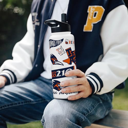 Image of Logo Brands NCAA Native 34 oz Quencher Water Bottle - | Local Icons Design | Double-Wall Insulated| Leak-Proof Lid & Built-In Straw