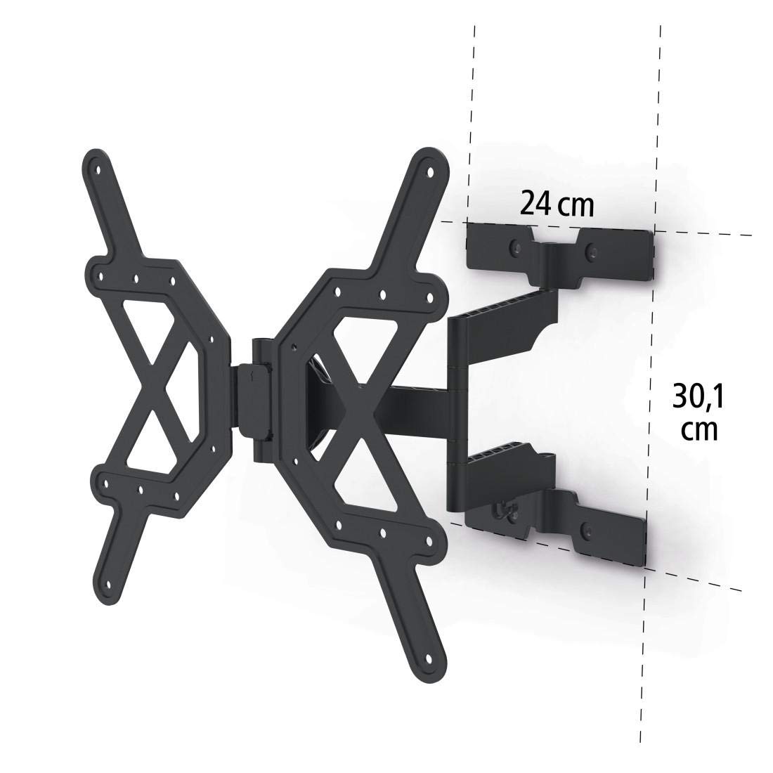 Hama | Soporte de Pared para televisores de 32 a 65 Pulgadas (Giratorio, inclinable, para televisores de hasta 30 kg, VESA 400 x 400, Extensible) Negro