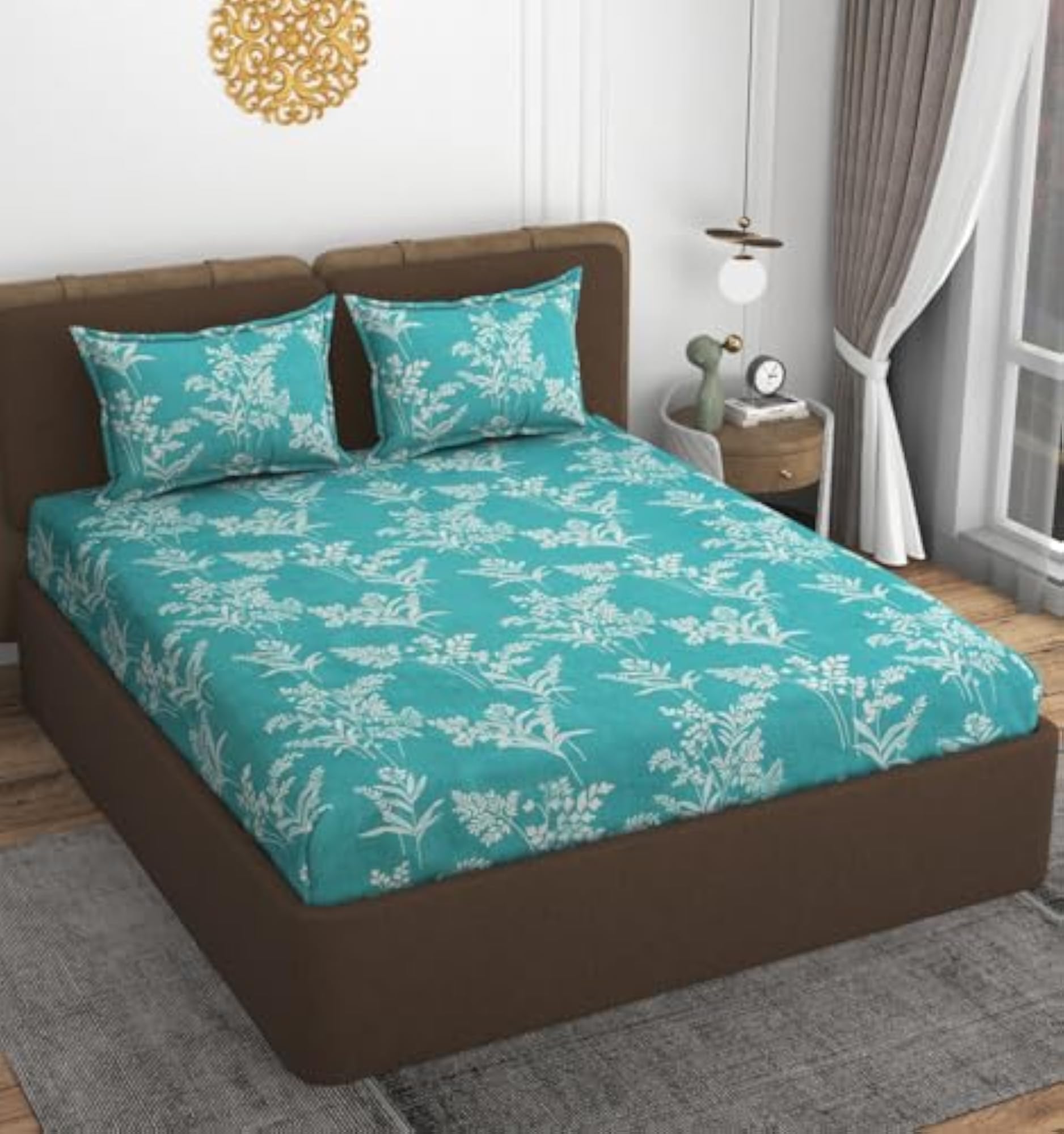 Cotton King Size Flat Bedsheet with 2 Pillow Covers