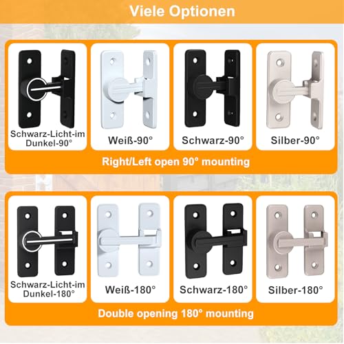 Cerradura Puerta Corredera Pared Sin Taladrar, 90 Grados Cerrojo y Pestillo para Tornillo de Bloqueo de Puerta Seguridad, para Valla de Madera, Puerta y Ventana (Blanco-90°) - imagen 5