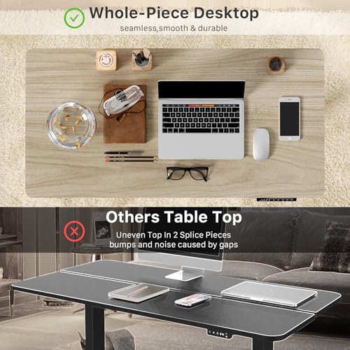 Image of JOY worker Small Electric Standing Desk, 40 inch x 20 inch Whole Piece Height Adjustable Table with Memory Controller, Sit to Stand Desk Workstation for Home Office, Light Walnut