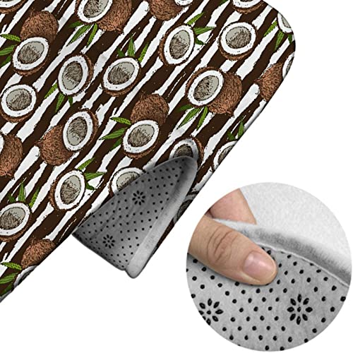 Badezimmerteppich-Set, 3-teilig, Kokosnüsse in einem schwarz-weiß gestreiften, waschbaren Badvorleger, rutschfest, mit Rückenpolster, Konturteppich und Toilettendeckelbezug – Bild 5