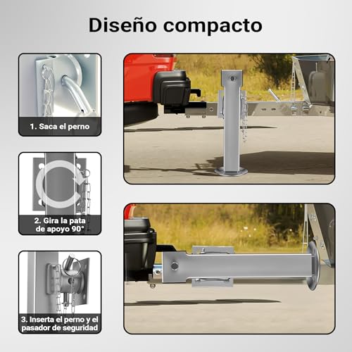 Pies de apoyo plegables XPOtool para remolque basculante y plataformas de 1350kg 6