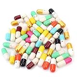 La Tartelette Message in a Bottle Capsule Letter Cute Love Friendship Half Color Pill, Plastic, Assorted Color - 50 Pcs
