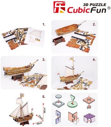 CubicFun Yacht Mary 3D Jigsaw Puzzle assembly steps