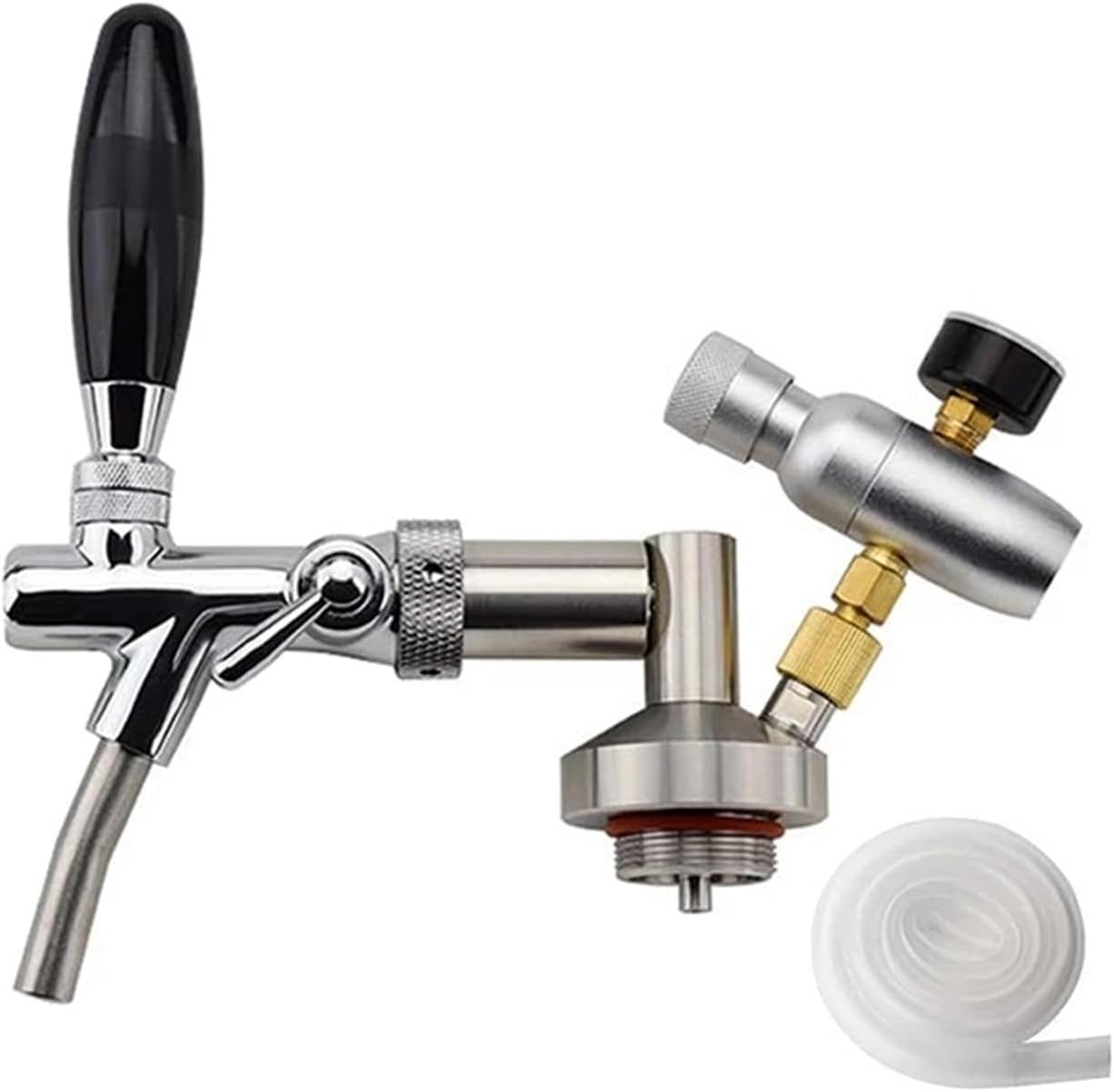 Home Brewing Mini Keg Tap Dispenser Stainless Steel Beer Growler Spear, Adjustable Tap Faucet & Premium Co2 Charger Kit Brewing Accessories