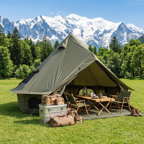 Carpa tipo Yurt para 4 estaciones, 6 personas, verde miniatura 1