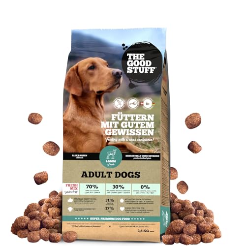 The GOODSTUFF Lamm (Adult) 2 5 kg | Hochwertiges Hundetrockenfutter getreidefrei | Mit frischem Lammfleisch | Hundefutter trocken für ausgewachsene Hunde | ausgewogenes Trockenfutter für Hunde