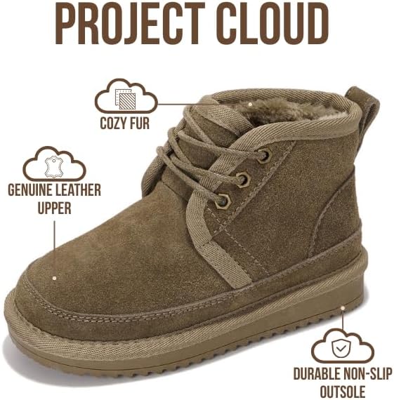 Project Cloud 100% Genuine Leather Kids Boots - Lightweight Fur-Lined Ankle Boots for Girls & Boys with Memory Foam Insole - Non-Slip Winter Kids Shoes (Nevada) - Image 3